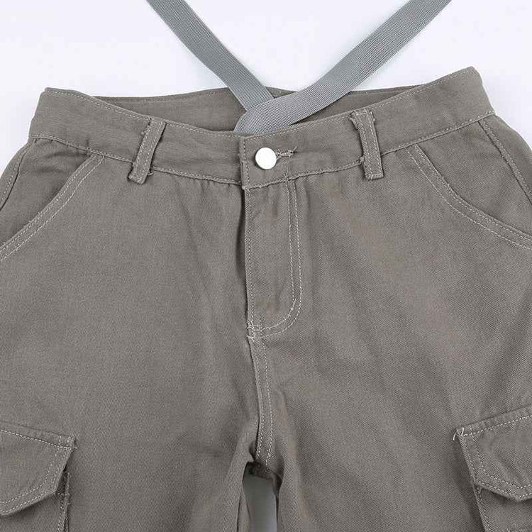 Multi-Pocket Gray Straight Loose Jeans for Women - Slim Look and Comfort