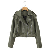 Retro Leather Jacket for Spring and Autumn Fashion - Versatile Style - Florence Luxe