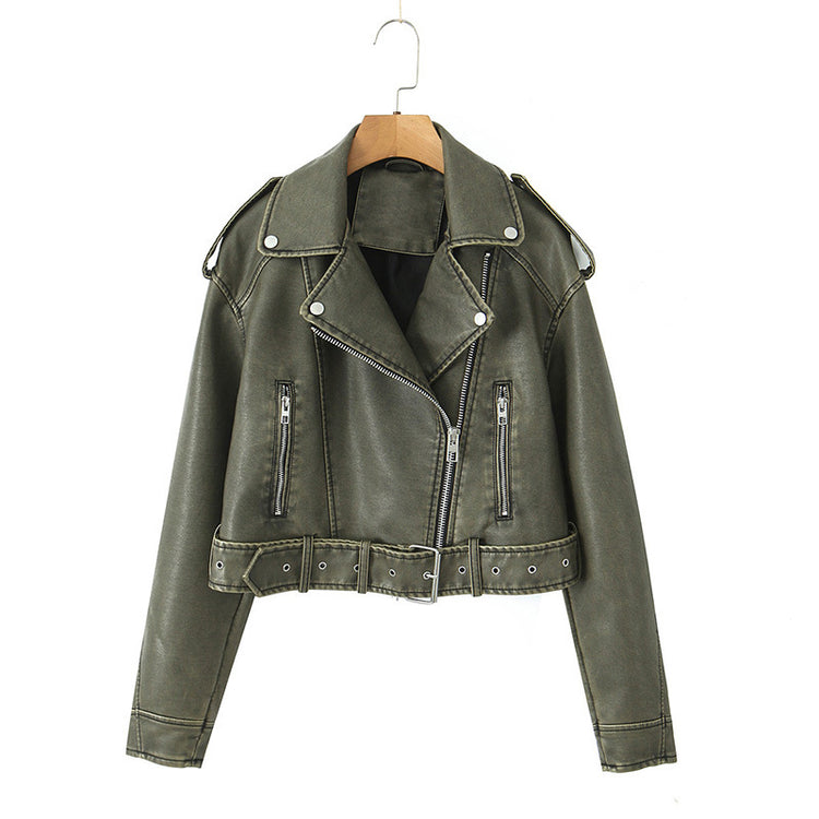 Retro Leather Jacket for Spring and Autumn Fashion - Versatile Style - Florence Luxe
