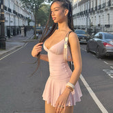 Suspender Dress for Women - Slim Ruffled Short Dresses - Florence Luxe