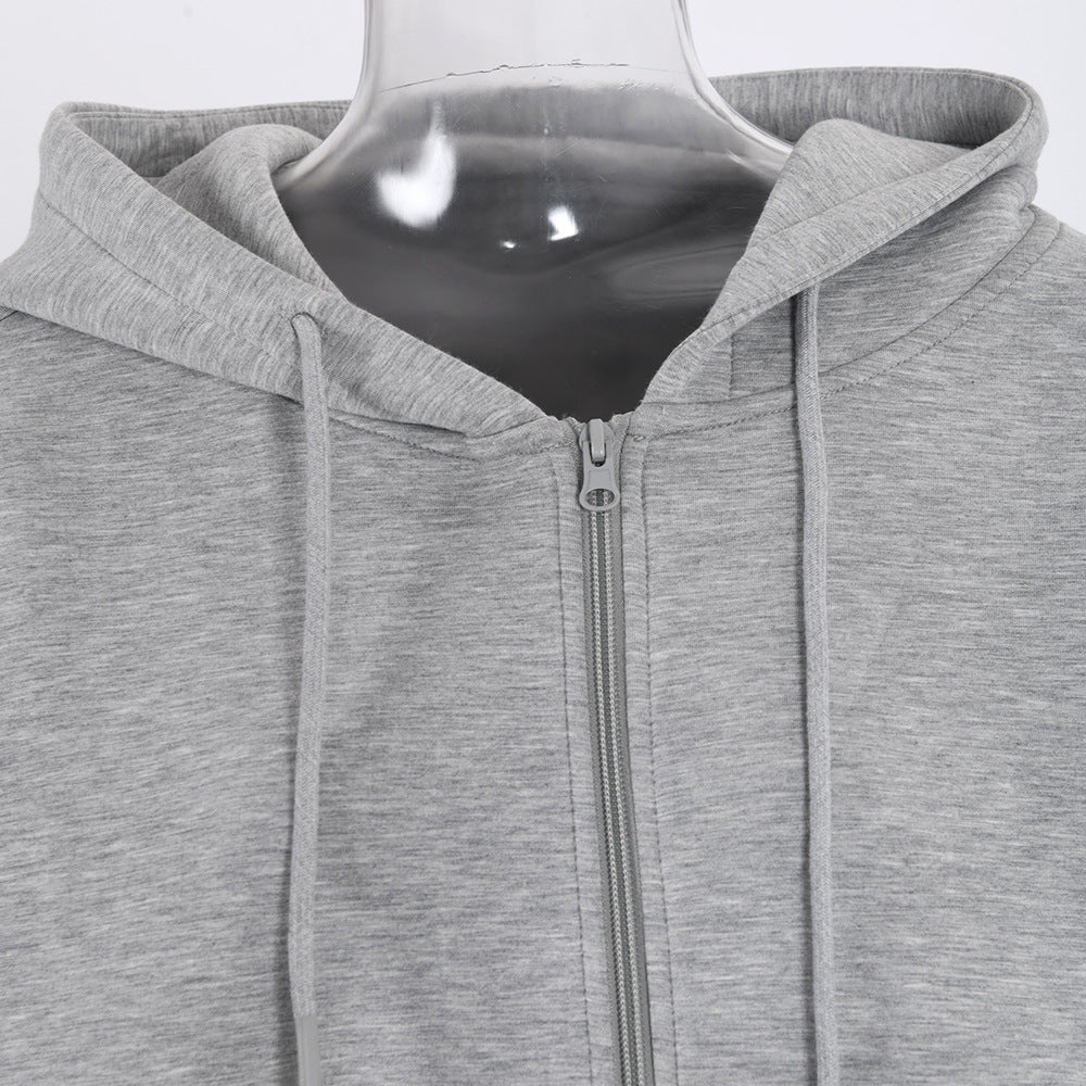 Korean Women Loose Sports Sweater Set with Zipper for Ultimate Comfort - Florence Luxe