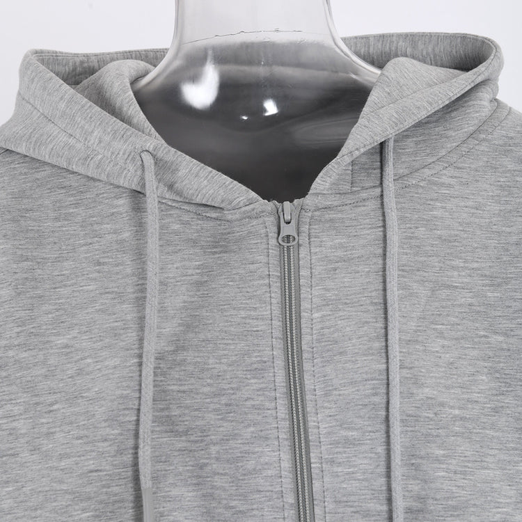 Korean Women Loose Sports Sweater Set with Zipper for Ultimate Comfort - Florence Luxe