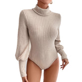 High Collar Slim-Fit Jumpsuit for Elegant Long Sleeve Effortless Style - Florence Luxe