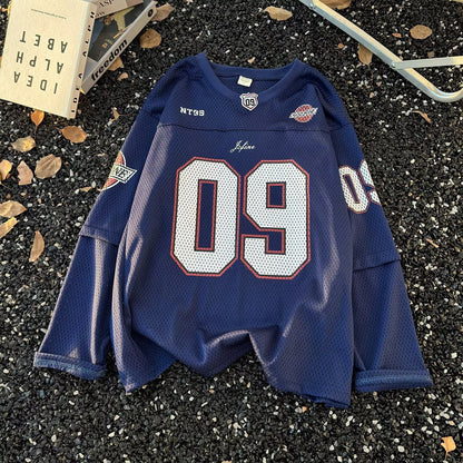 Retro American Street V-neck Long-sleeved.