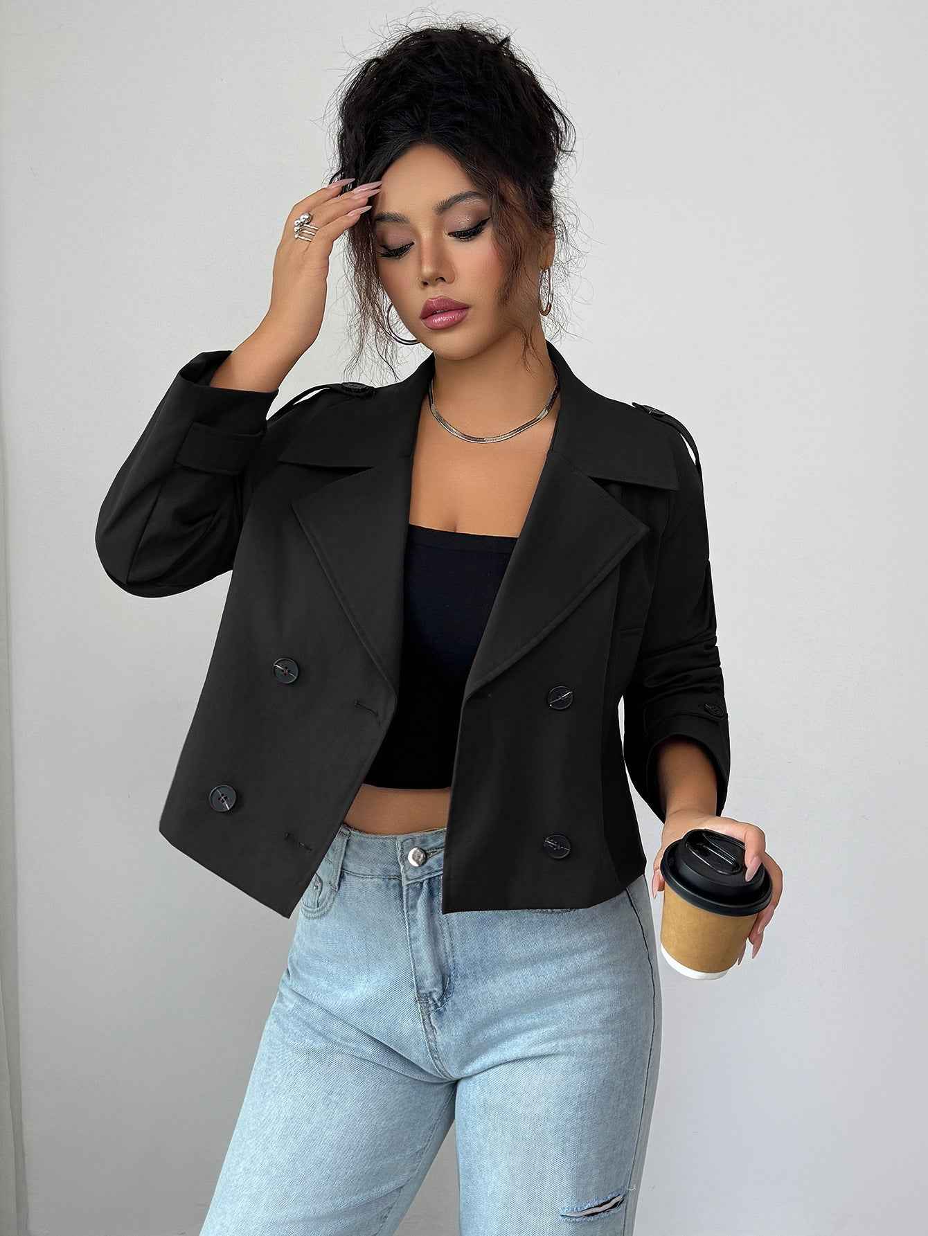 Casual Minimalist Long Sleeve Jacket Vest Coat Women