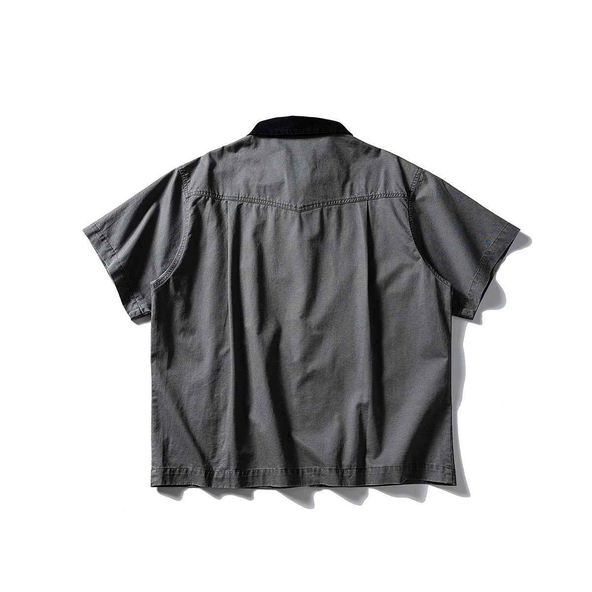 Washed Overalls Shirt Short Sleeve