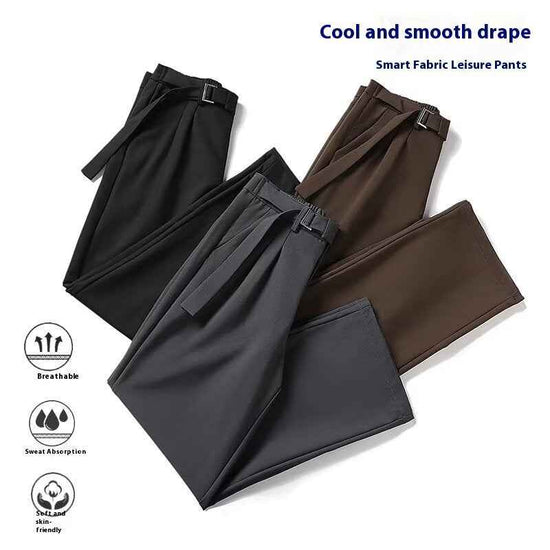 High-end Solid Color All-match Suit Pants for Fashionable Loose Drooping Style
