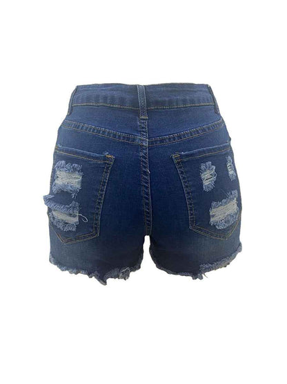 High Elastic Denim Shorts for Women - Ripped Design Ideal for Style and Comfort
