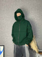 Double-layer Masked Hooded Loose Zip Men&