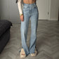 European And American Irregular Waist Design Jeans Casual