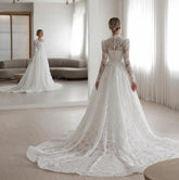 Embroidered Long Sleeve Wedding Dress for Elegant Brides - Florence Luxe