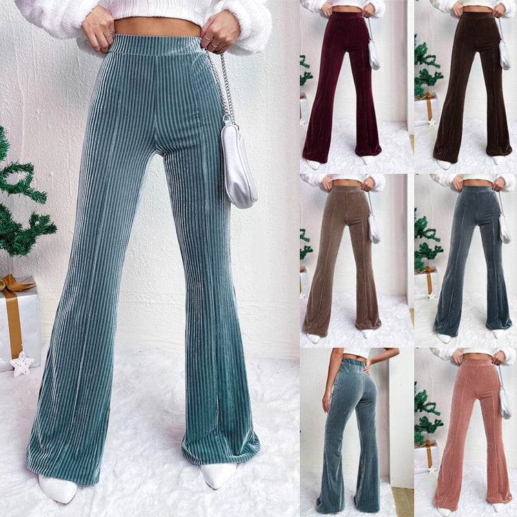 High Waist Corduroy Bell-Bottom Pants for Women - Wide Leg Style - Florence Luxe