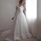 Embroidered Long Sleeve Wedding Dress for Elegant Brides - Florence Luxe