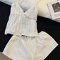 Home Simple Slim Fit White Suspender Pajamas For Women.