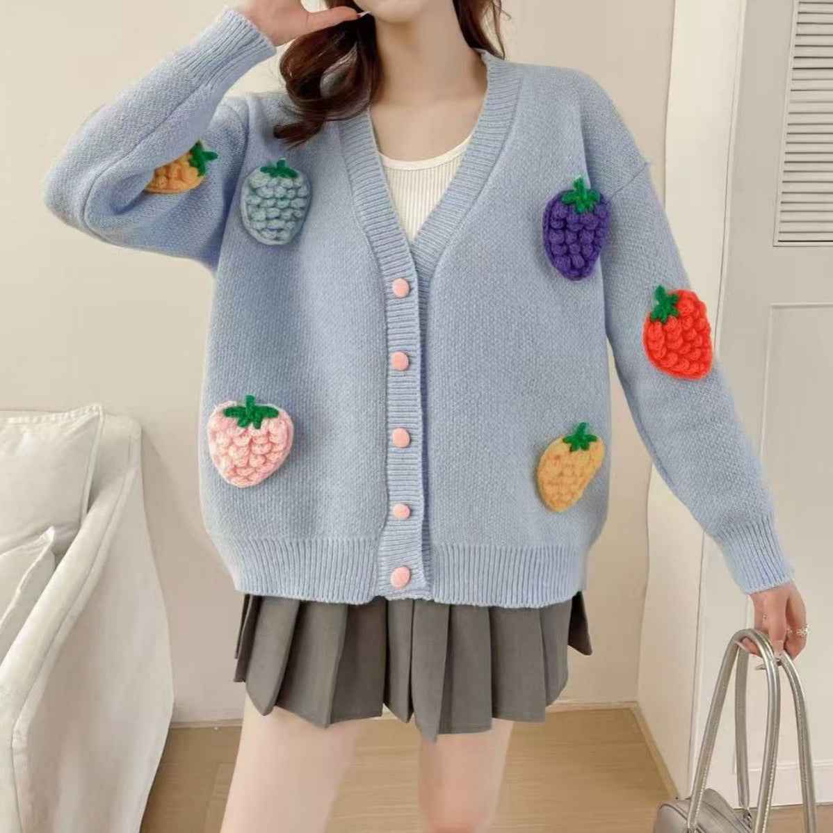Handmade Embroidery Cardigan - High-End Korean Style Heavy Work Sweater
