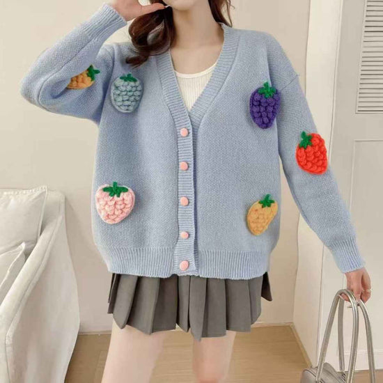 Handmade Embroidery Cardigan - High-End Korean Style Heavy Work Sweater