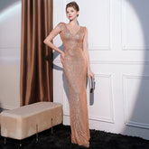 Sequined Slimming Long Dress Women - Flattering Fit for Any Occasion - Florence Luxe