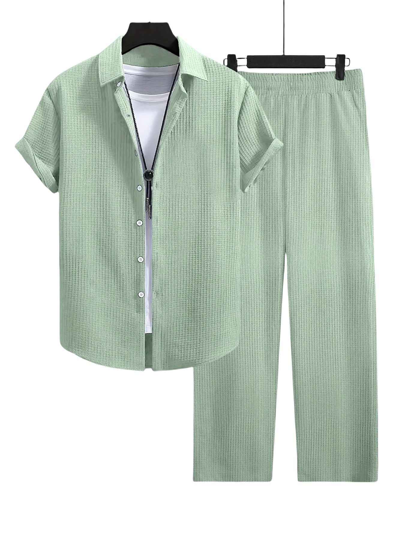 Fashion Jacquard Short-sleeved Suit with Trousers