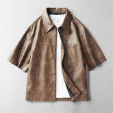 High Street Ins Style Leather Coat Short Sleeve Jacket