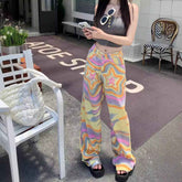 American Retro High Street Graffiti Jeans for Women - Real Shot XINGX Rendering