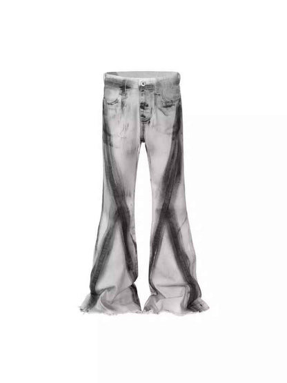 American Street Retro Heavy Rough Black Selvedge Jeans with Ribbon Gradient