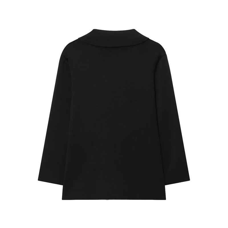 Temperament Female Knitted Double-breasted Coat Midi Skirt for Stylish Elegance