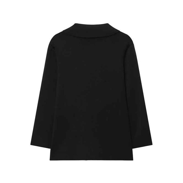 Temperament Female Knitted Double-breasted Coat Midi Skirt for Stylish Elegance