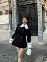 Patchwork Fur Collar Coat for Effortless Style and Comfort