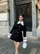 Patchwork Fur Collar Coat for Effortless Style and Comfort
