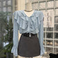 French Ruffled V-Neck Shirt for Women - Elegant Long Sleeve Style - Florence Luxe