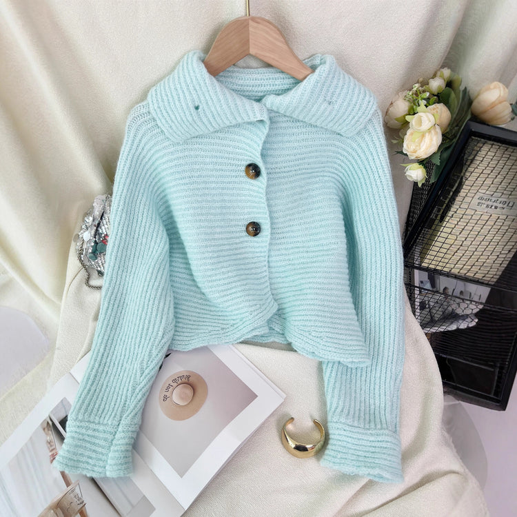 Knitted Cardigan Women - Lapel Single Breasted Casual Irregular Sweater Jacket - Florence Luxe