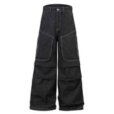 Multi-Pocket Workwear Jeans in Pleated Design with Primary Color Options