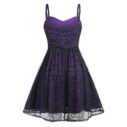 Skull Strap Dress Halloween Lace-up - Florence Luxe