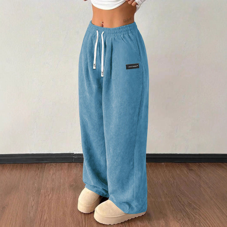 Loose Drawstring Solid Color Pocket Casual Versatile Pants for Women - Women&