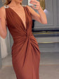 Elegant Deep V-Neck Evening Dress for Timeless Sophistication - Florence Luxe