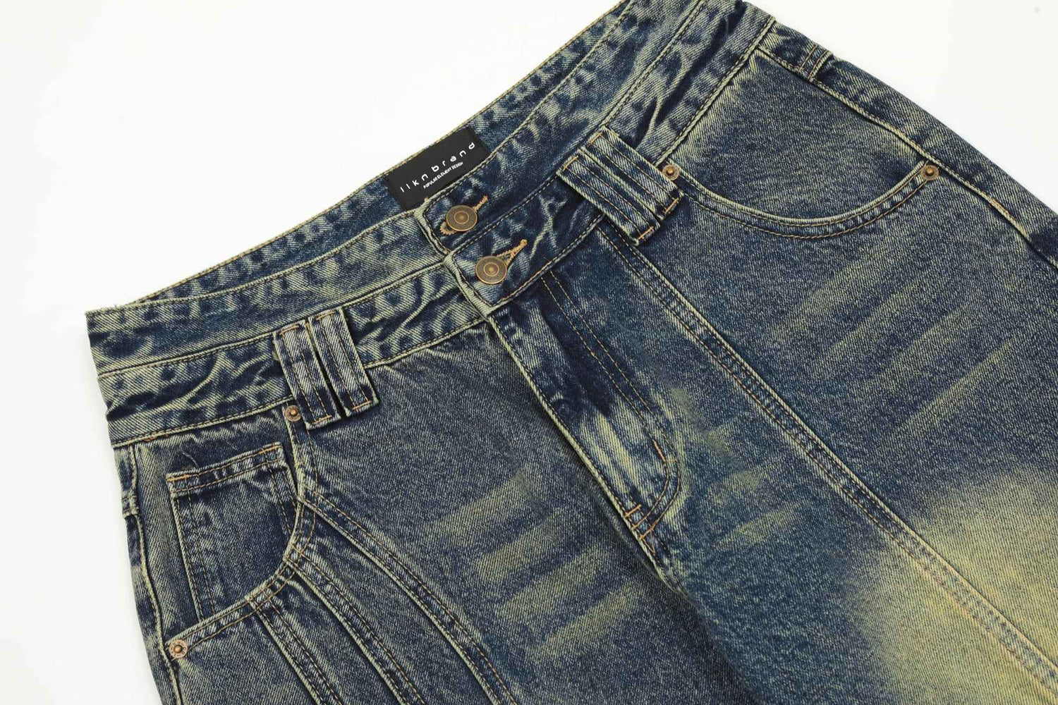 Retro Washed-Out Jeans with Deconstructed Stitching Design - Loose All-Match Style
