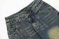 Retro Washed-Out Jeans with Deconstructed Stitching Design - Loose All-Match Style
