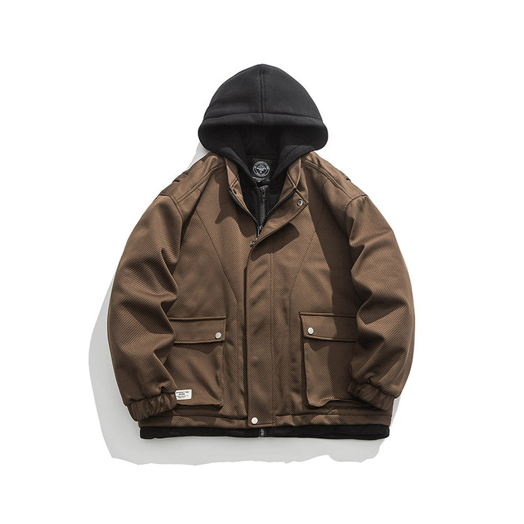 Color Matching Hooded Jacket Men with Three-Dimensional Pocket Retro Style - Florence Luxe