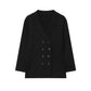 Temperament Female Knitted Double-breasted Coat Midi Skirt for Stylish Elegance