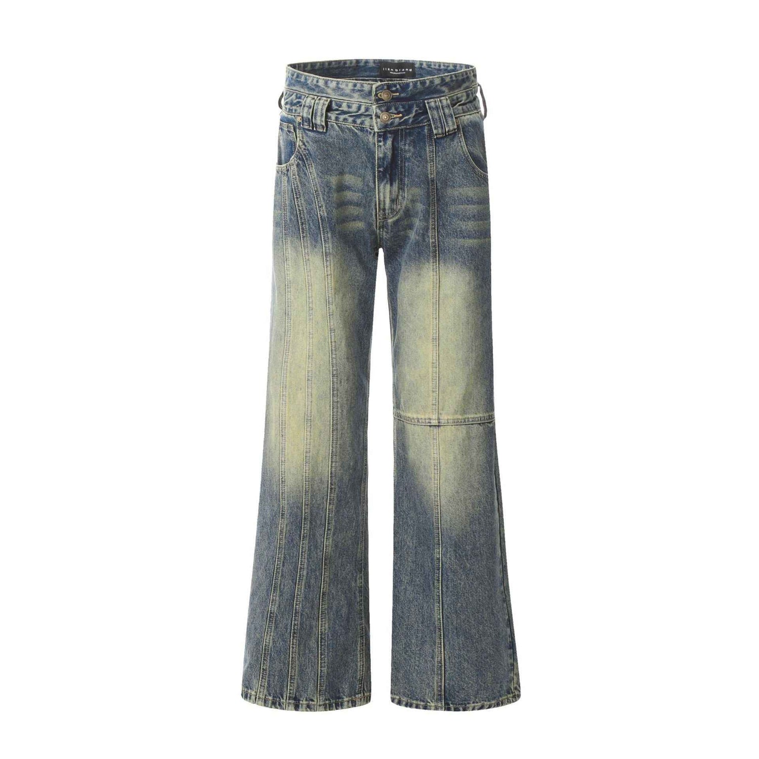 Retro Washed-Out Jeans with Deconstructed Stitching Design - Loose All-Match Style