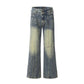 Retro Washed-Out Jeans with Deconstructed Stitching Design - Loose All-Match Style