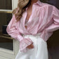 Ins French Lantern Sleeve Shirt Fashion Button Lapel Long Sleeved Tops Casual Women&