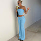 New Pure Color Flared Pants Tube-Top Fashion Slim Suit