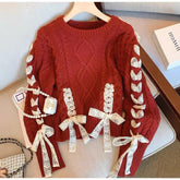 Red Sweater Animal Year Atmosphere Bow Design Sense.
