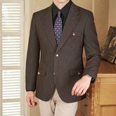 Anti-wrinkle Easy-to-care Suit with Washed Vintage Denim Wide-leg Pants Men