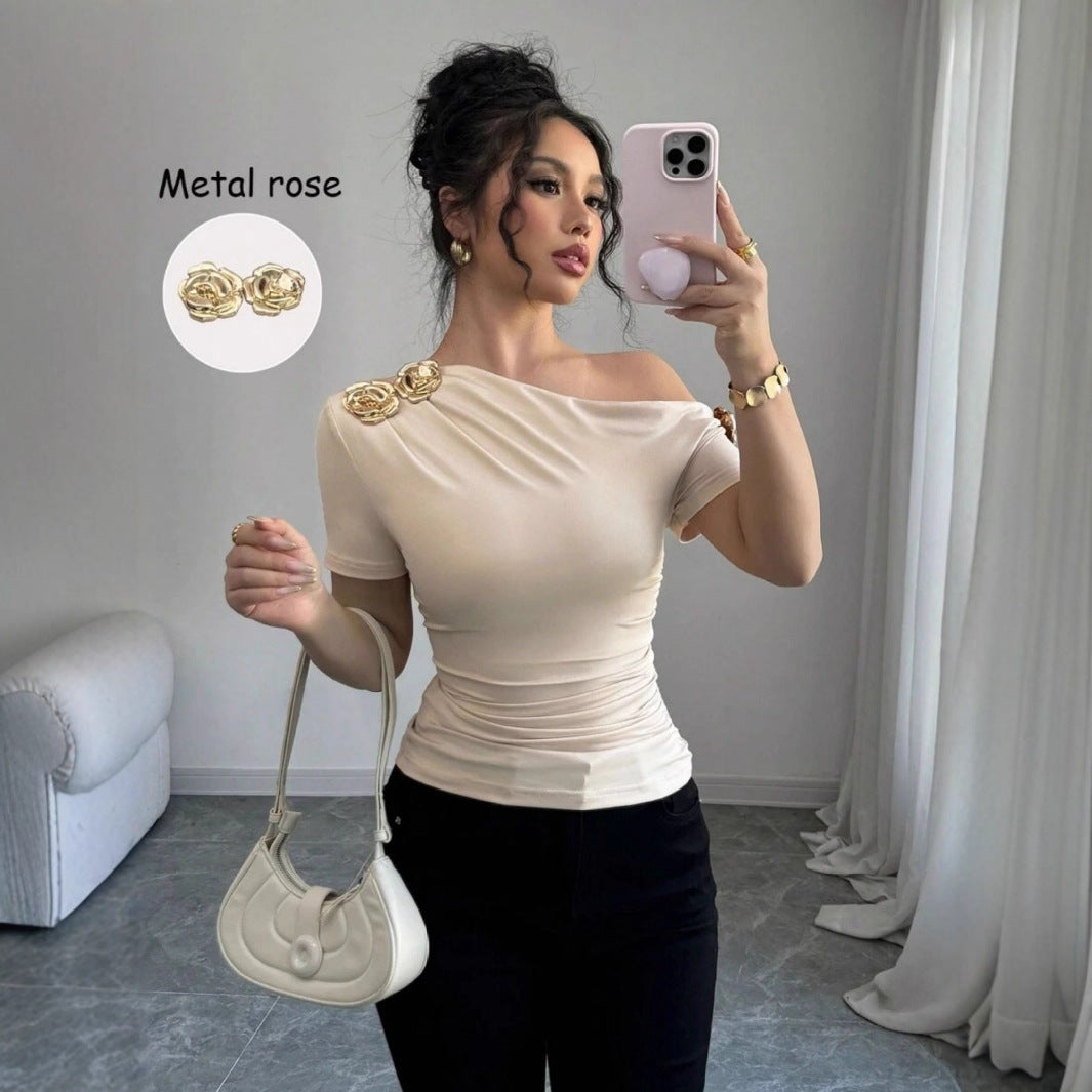 Casual Solid Color Hoodie Shorts Suit for Women with Irregular Hem Slimming T-shirt - Florence Luxe
