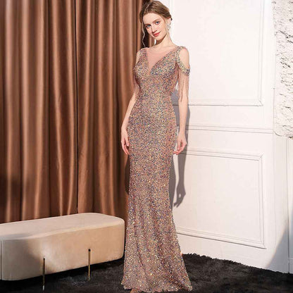 Sequin Fishtail Dress for a Long Slimming Look