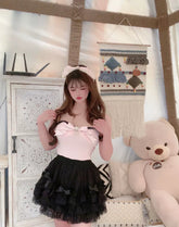 Lolita Princess Bowknot Lace All-matching Base Skirt.