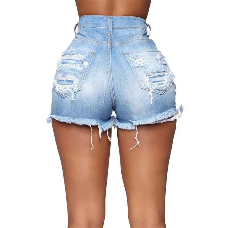 High Elastic Denim Shorts for Women - Ripped Design Ideal for Style and Comfort
