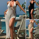 Lace-up Crocheted Slim Dress with Side Slit and Three-dimensional Design - Florence Luxe